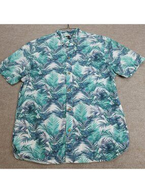The Nutter Mens Shirt Medium Blue Floral Hawaiian Aloha Made in USA